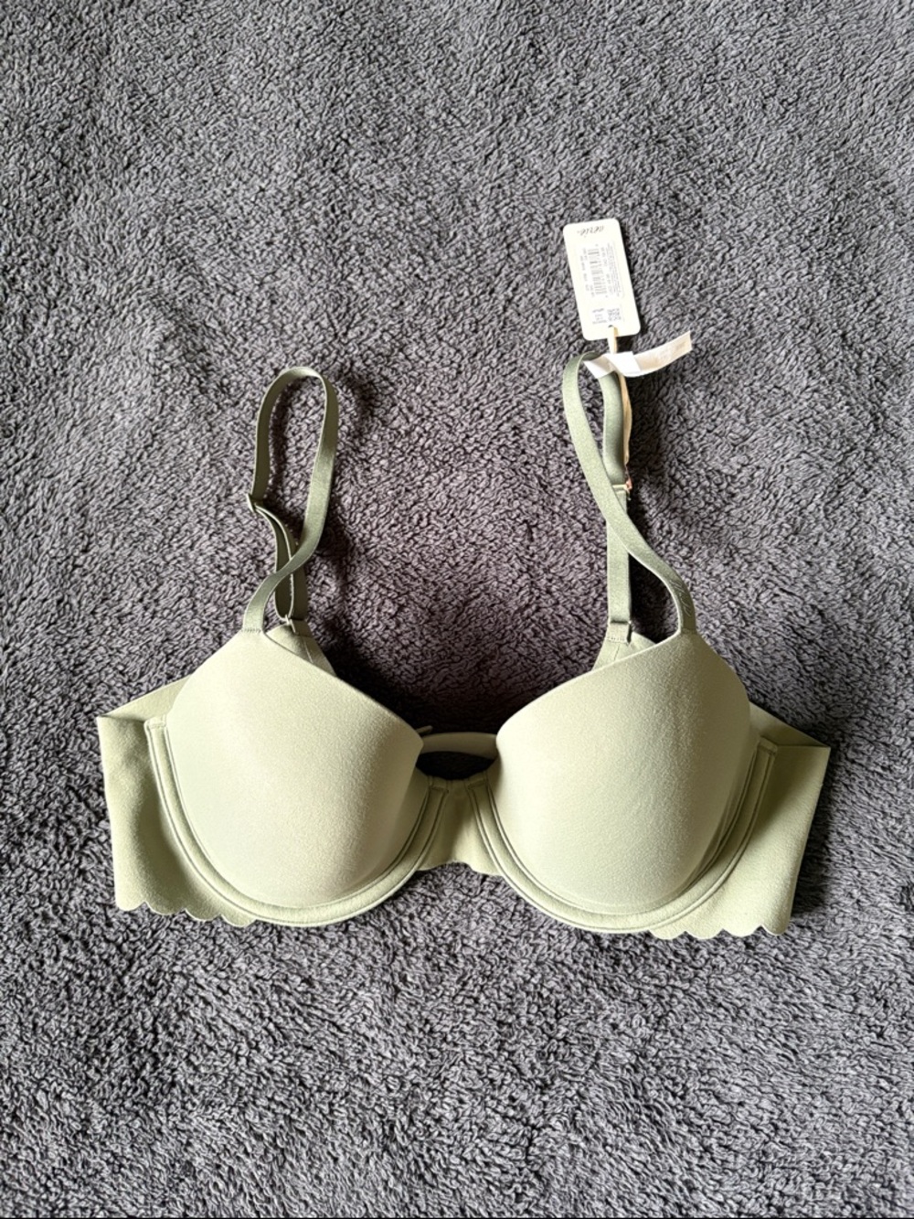 NWT aerie SMOOTHEZ 32C Demi Lightly Lined Underwire TShirt Bra Army Green